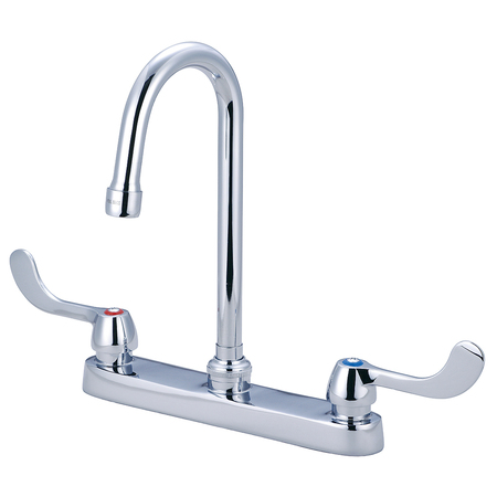 CENTRAL BRASS Two Handle Cast Brass Kitchen Faucet, NPSM, Standard, Polished Chrome, Overall Width: 15.75" 80122-ELS17